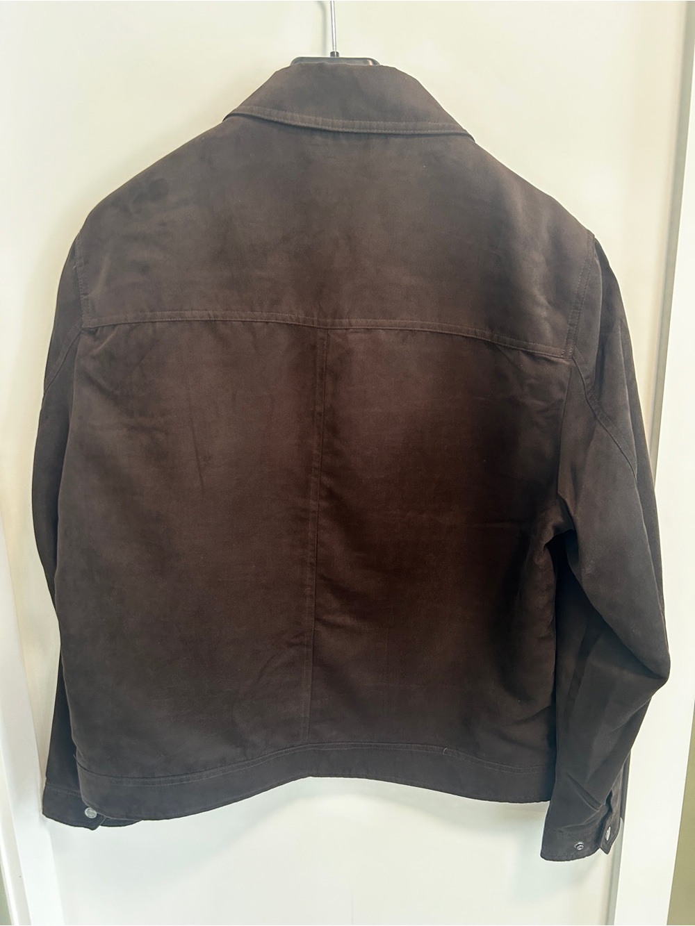 Mango Men's Dark Brown Faux suede zip-up jacket - Picture 2 of 3